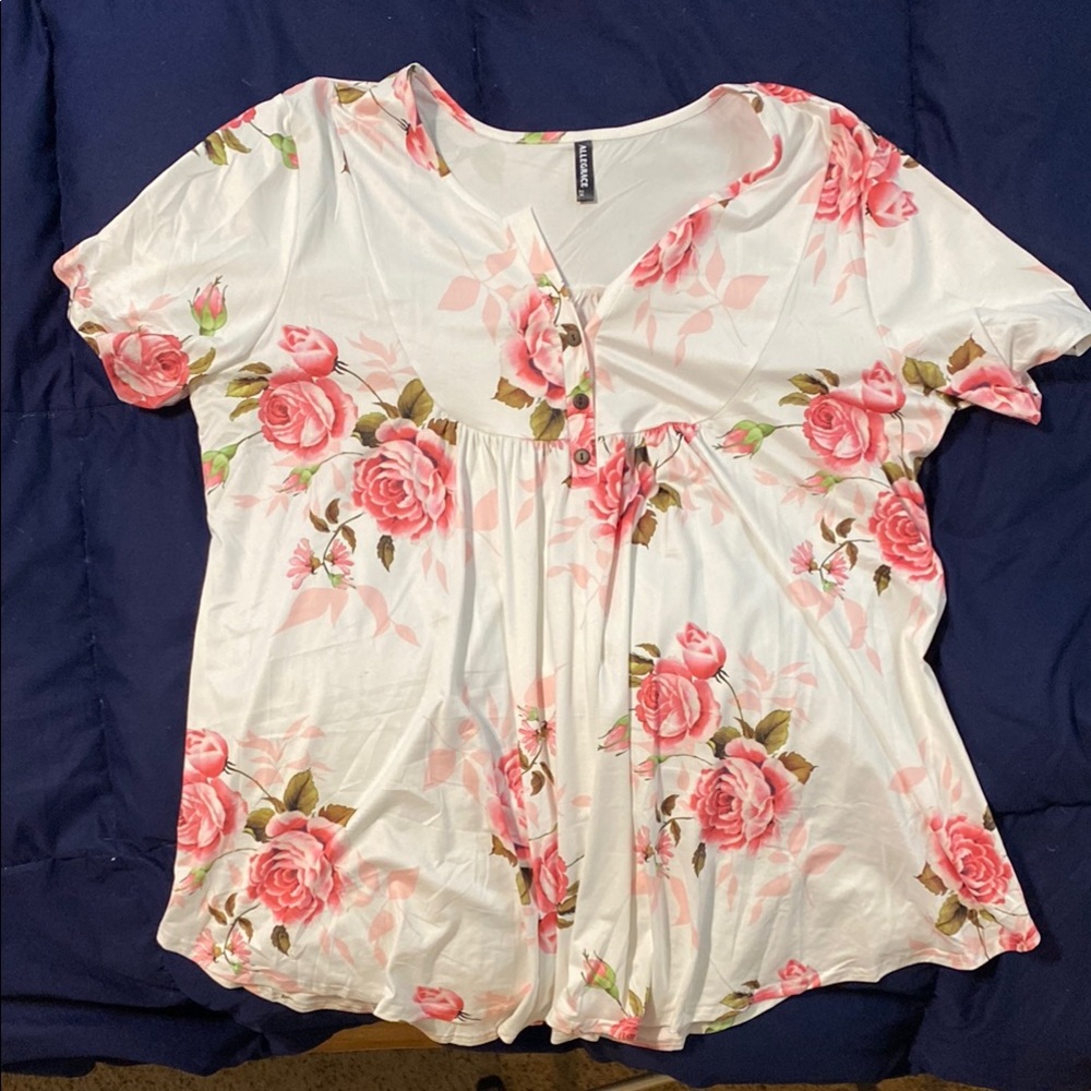 Floral Blouse with Pink Roses